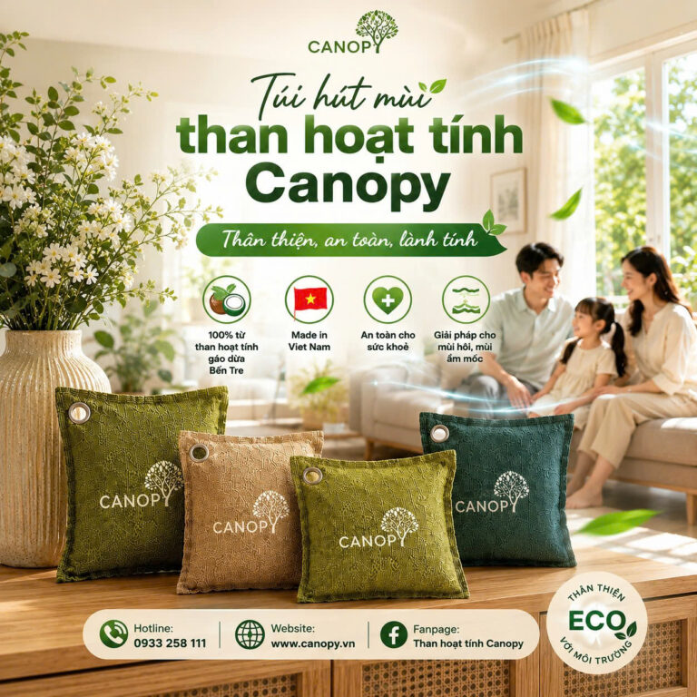 Túi Than Hoạt Tính CANOPY Hút Mùi Tủ Lạnh, Tủ Giày, Hút Ẩm Phòng, Hút Mùi ô tô,100% Gáo Dừa Bến Tre